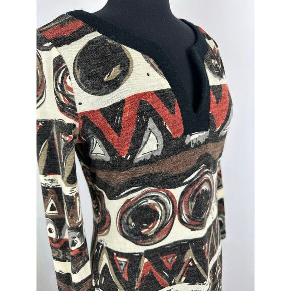 NWT Aryeh Size Medium Sweater Dress Abstract Orange Rust Midi Retro Boho Artsy - Picture 4 of 12